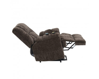 ACME - Pacay Power Recliner with Lift & Heating & Massage in Brown Chenille