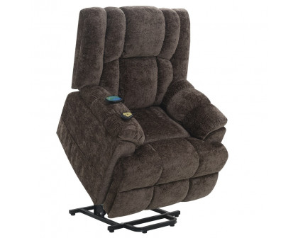 ACME - Pacay Power Recliner with Lift & Heating & Massage in Brown Chenille