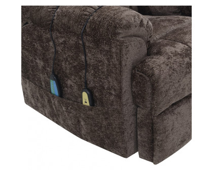 ACME - Pacay Power Recliner with Lift & Heating & Massage in Brown Chenille