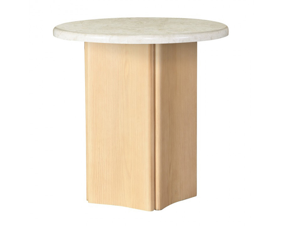 ACME - Qwin End Table with Marble Top in Marble Top/Oak