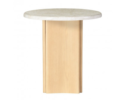 ACME - Qwin End Table with Marble Top in Marble Top/Oak