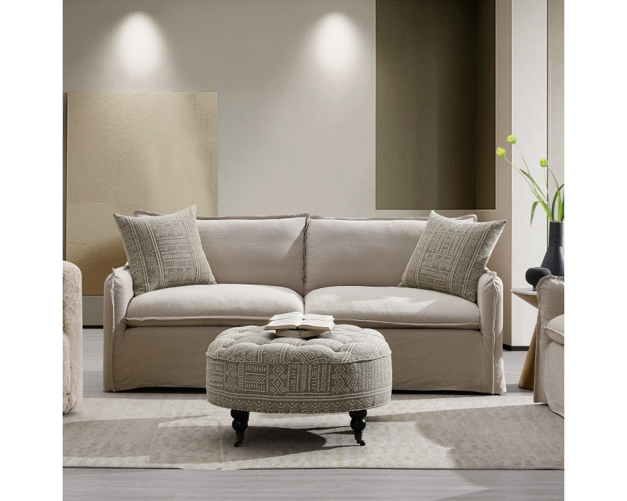 ACME - Upendo Sofa with 2 Pillows in Beige Linen