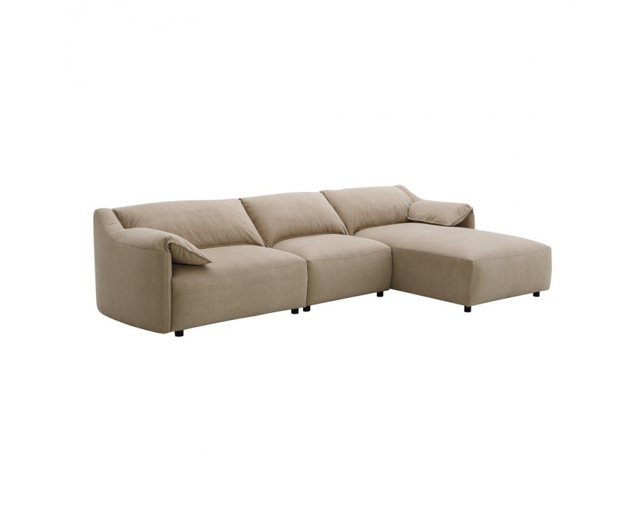 ACME - Veata Sectional Sofa in Light Brown Suede Velvet