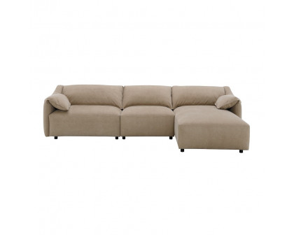 ACME - Veata Sectional Sofa in Light Brown Suede Velvet