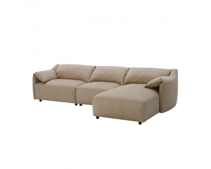 ACME - Veata Sectional Sofa in Light Brown Suede Velvet