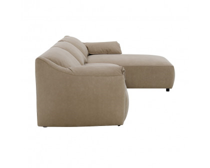 ACME - Veata Sectional Sofa in Light Brown Suede Velvet