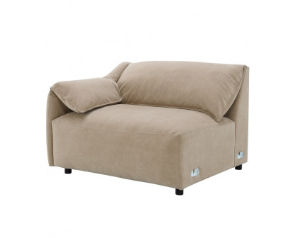 ACME - Veata Sectional Sofa in Light Brown Suede Velvet