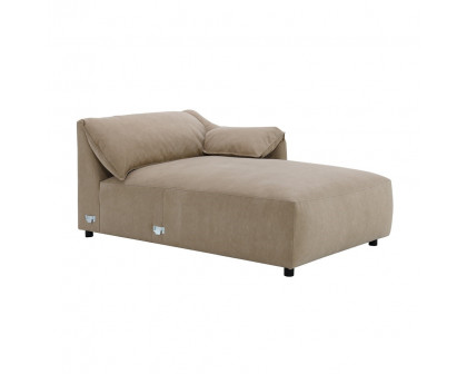 ACME - Veata Sectional Sofa in Light Brown Suede Velvet