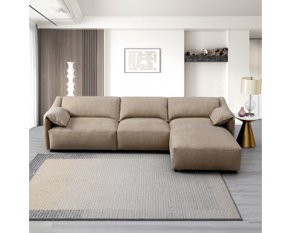 ACME - Veata Sectional Sofa in Light Brown Suede Velvet