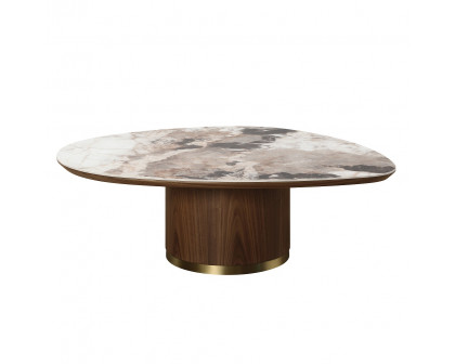 ACME - Willene Coffee Table with Ceramic Top in Ceramic Top/Walnut