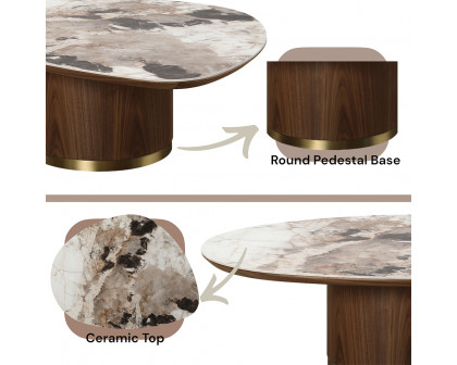 ACME - Willene Coffee Table with Ceramic Top in Ceramic Top/Walnut