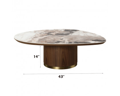 ACME - Willene Coffee Table with Ceramic Top in Ceramic Top/Walnut