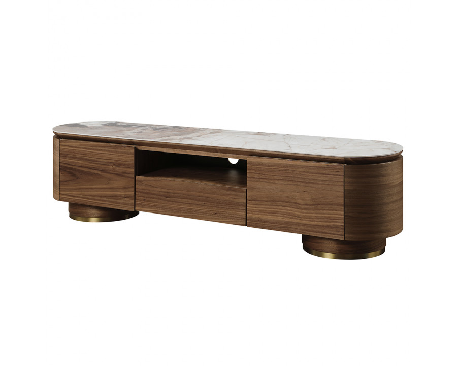 ACME - Willene TV Stand with Ceramic Top in Ceramic Top/Walnut