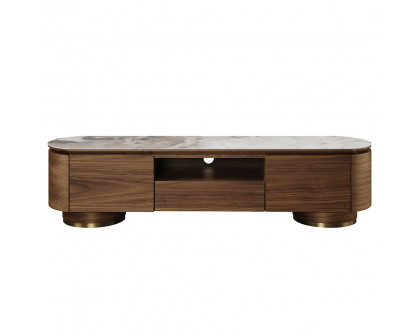 ACME - Willene TV Stand with Ceramic Top in Ceramic Top/Walnut