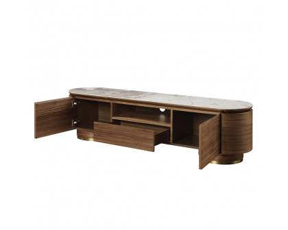 ACME - Willene TV Stand with Ceramic Top in Ceramic Top/Walnut