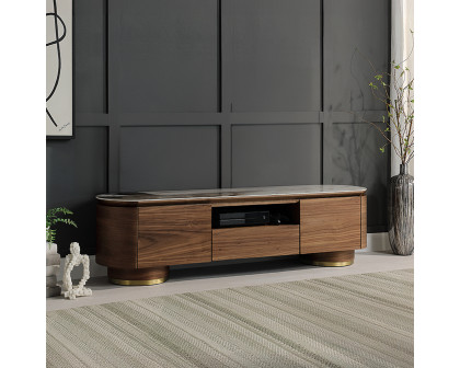 ACME - Willene TV Stand with Ceramic Top in Ceramic Top/Walnut