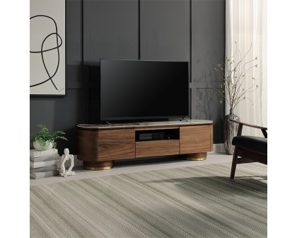 ACME - Willene TV Stand with Ceramic Top in Ceramic Top/Walnut