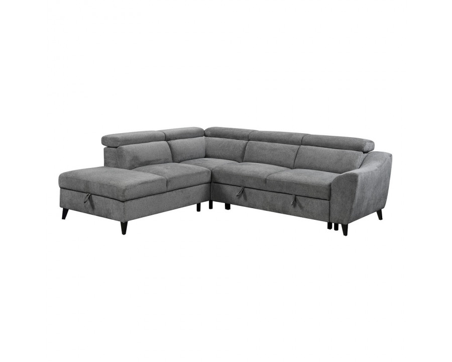 ACME - Wrenley Sectional Sofa with Sleeper & Storage in Gray Chenille