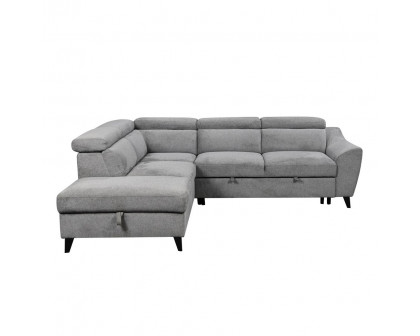 ACME - Wrenley Sectional Sofa with Sleeper & Storage in Gray Chenille