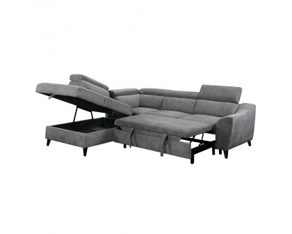 ACME - Wrenley Sectional Sofa with Sleeper & Storage in Gray Chenille