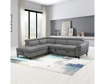 ACME - Wrenley Sectional Sofa with Sleeper & Storage in Gray Chenille