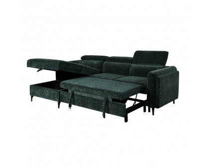 ACME Zadok Sectional Sofa with Sleeper & Storage - Green Chenille