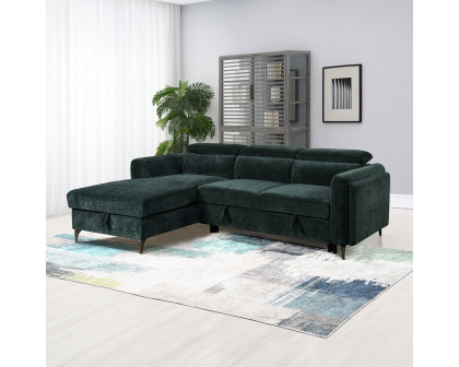 ACME Zadok Sectional Sofa with Sleeper & Storage - Green Chenille