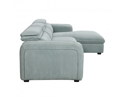 ACME - Zavala Sectional Sofa with Sleeper & Storage in Light Green Chenille