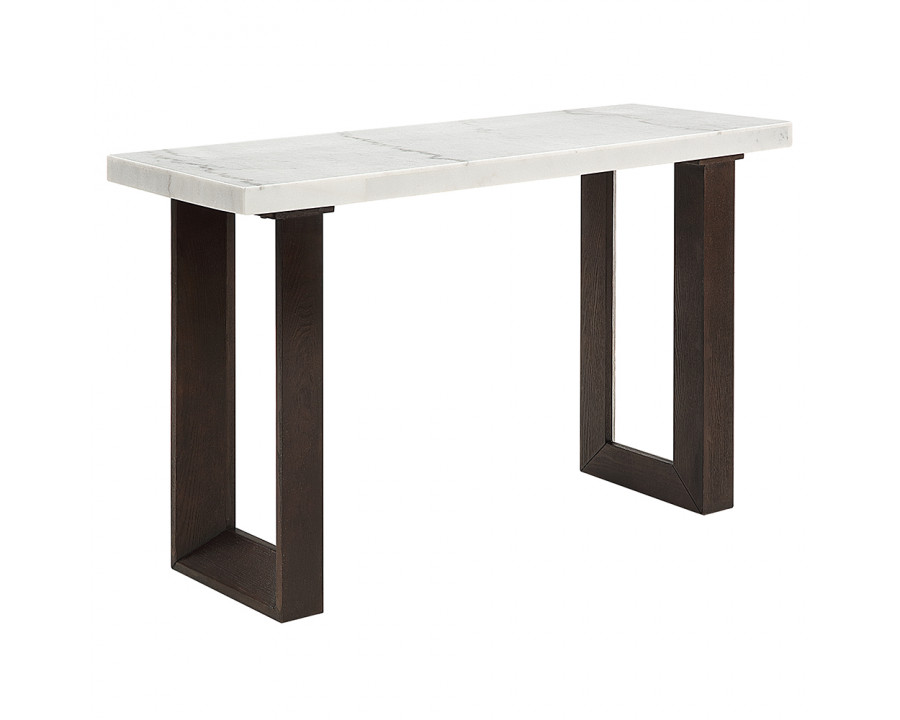 ACME - Edwyn Sofa Table with Marble Top in White Natural Marble Top/Brown