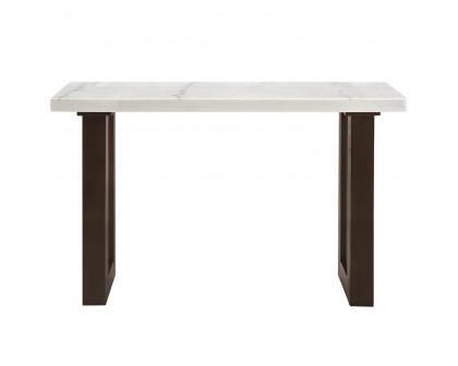 ACME - Edwyn Sofa Table with Marble Top in White Natural Marble Top/Brown