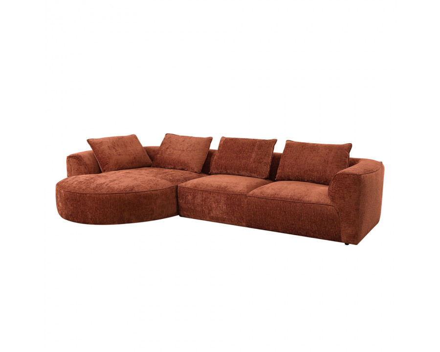 ACME - Aceso Sectional Sofa with 4 Pillows in Rust Brown Chenille