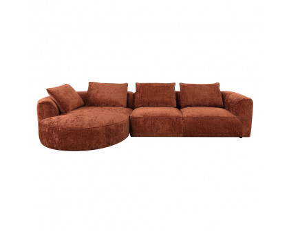 ACME - Aceso Sectional Sofa with 4 Pillows in Rust Brown Chenille