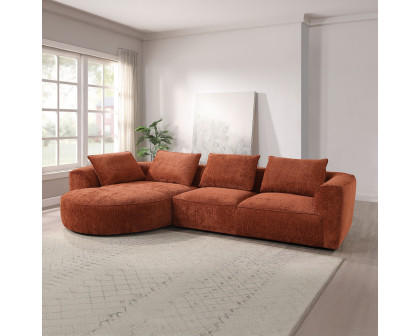 ACME - Aceso Sectional Sofa with 4 Pillows in Rust Brown Chenille