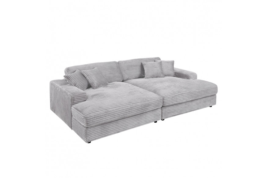 ACME™ Hilde Sectional Sofa with 4 Pillows - Beige Velvet