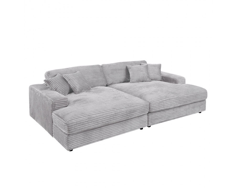 ACME Hilde Sectional Sofa with 4 Pillows - Beige Velvet