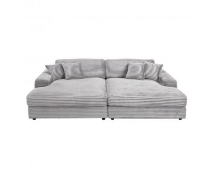 ACME™ Hilde Sectional Sofa with 4 Pillows - Beige Velvet