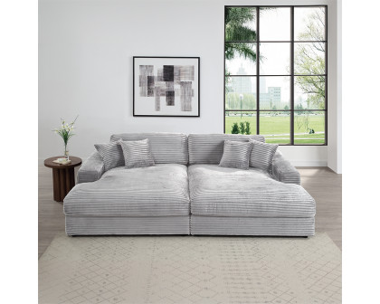 ACME™ Hilde Sectional Sofa with 4 Pillows - Beige Velvet