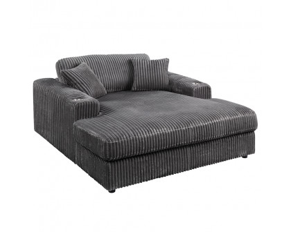 ACME™ Hilde Chaise with 2 Pillows - Gray Corduroy