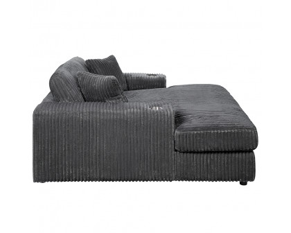 ACME™ Hilde Chaise with 2 Pillows - Gray Corduroy