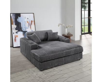 ACME™ Hilde Chaise with 2 Pillows - Gray Corduroy