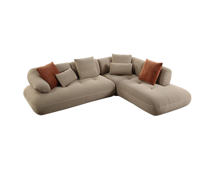 ACME - Carrick Sectional Sofa with 6 Pillows in Beige Sandwich Mesh