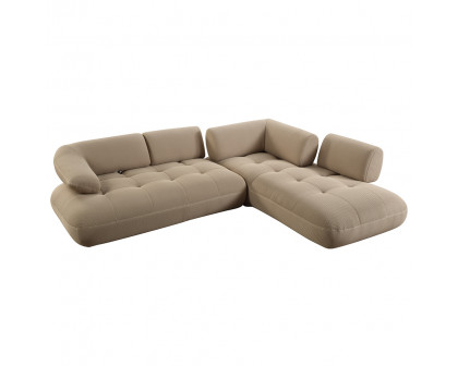 ACME - Carrick Sectional Sofa with 6 Pillows in Beige Sandwich Mesh