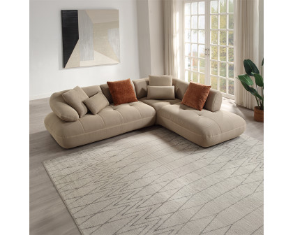 ACME - Carrick Sectional Sofa with 6 Pillows in Beige Sandwich Mesh