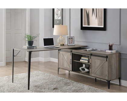 ACME Zakwani Writing Desk - Gray Oak and Black Finish OF00001