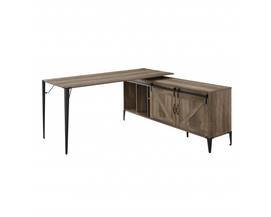 ACME - Zakwani Writing Desk with Usb in Rustic Oak/Black (OF00004)