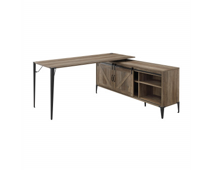 ACME - Zakwani Writing Desk with Usb in Rustic Oak/Black (OF00004)