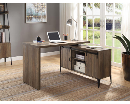 ACME Zakwani Writing Desk - Rustic Oak/Black