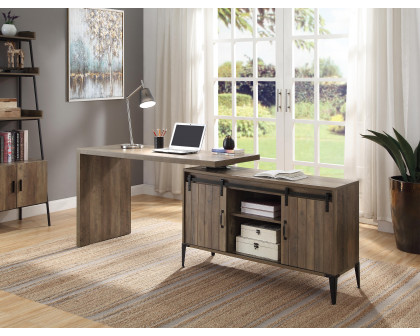 ACME Zakwani Writing Desk - Rustic Oak/Black