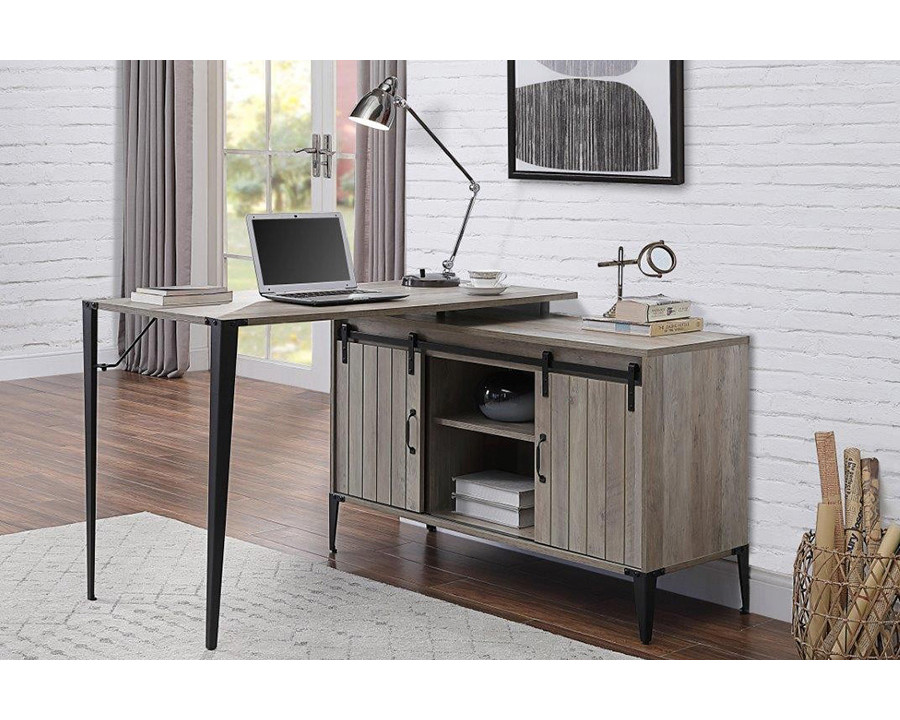 ACME Zakwani Writing Desk - Gray Oak and Black Finish OF00009