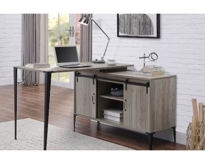 ACME Zakwani Writing Desk - Gray Oak and Black Finish OF00009